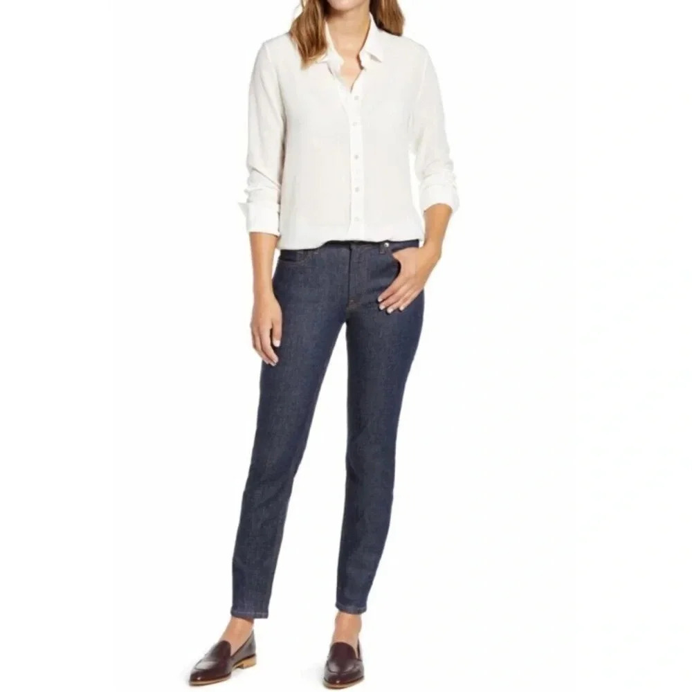 NWT Everlane Mid Rise Skinny Ankle Jeans Denim Pants Dark Wash Rinse 24